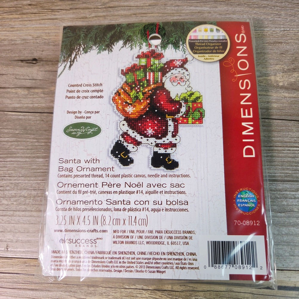 Dimensions Santa with Bag Ornament Cross Stitch Kit Susan Winget 7 New DIY